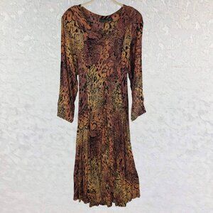 Starina Vintage 90s Boho Prairie Maxi 100% Rayon Long Sleeve Dress Size S